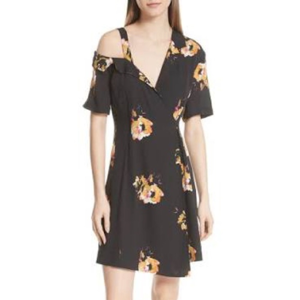HP 🔥 A.L.C. Lucia Dress,A-line,Floral Print,Silk Cold Shoulder,NWT,Size 6 - Picture 4 of 13